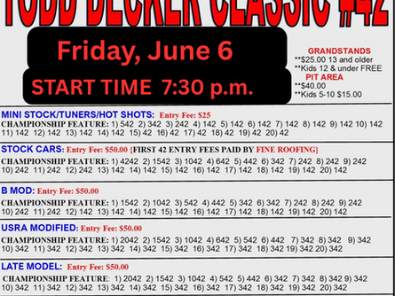 Todd Decker Classic postponed to June 6