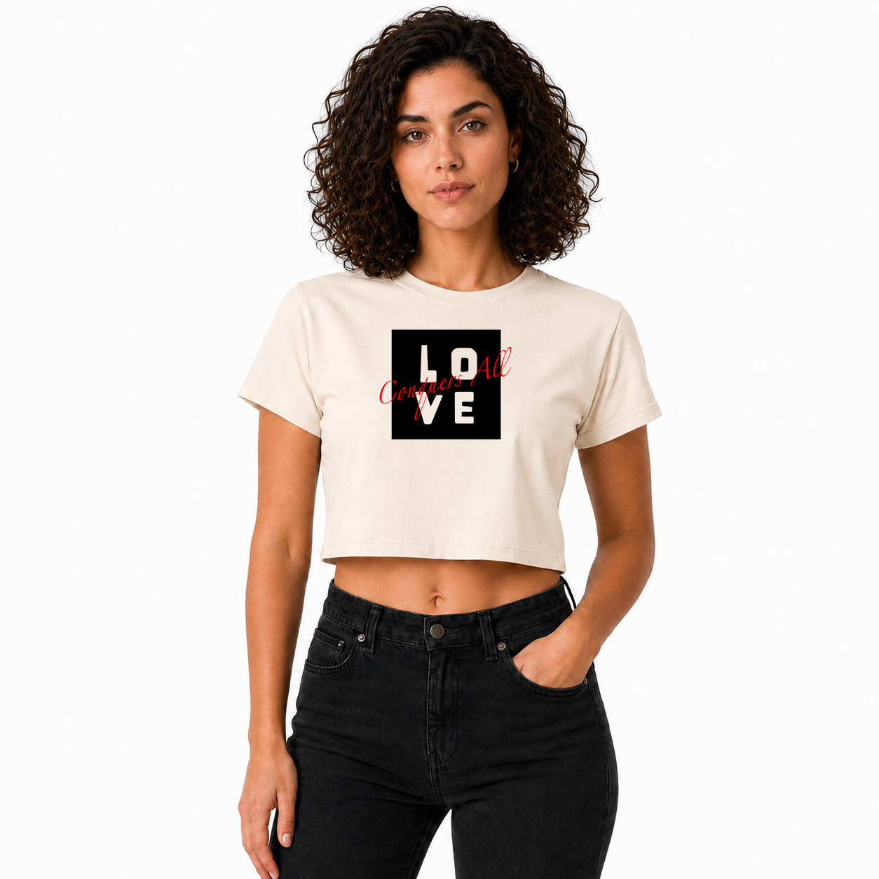 Love Conquers Women’s Crop Top