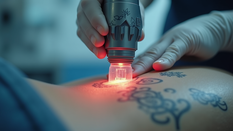 Close-up view of laser tattoo removal machine in a clinic