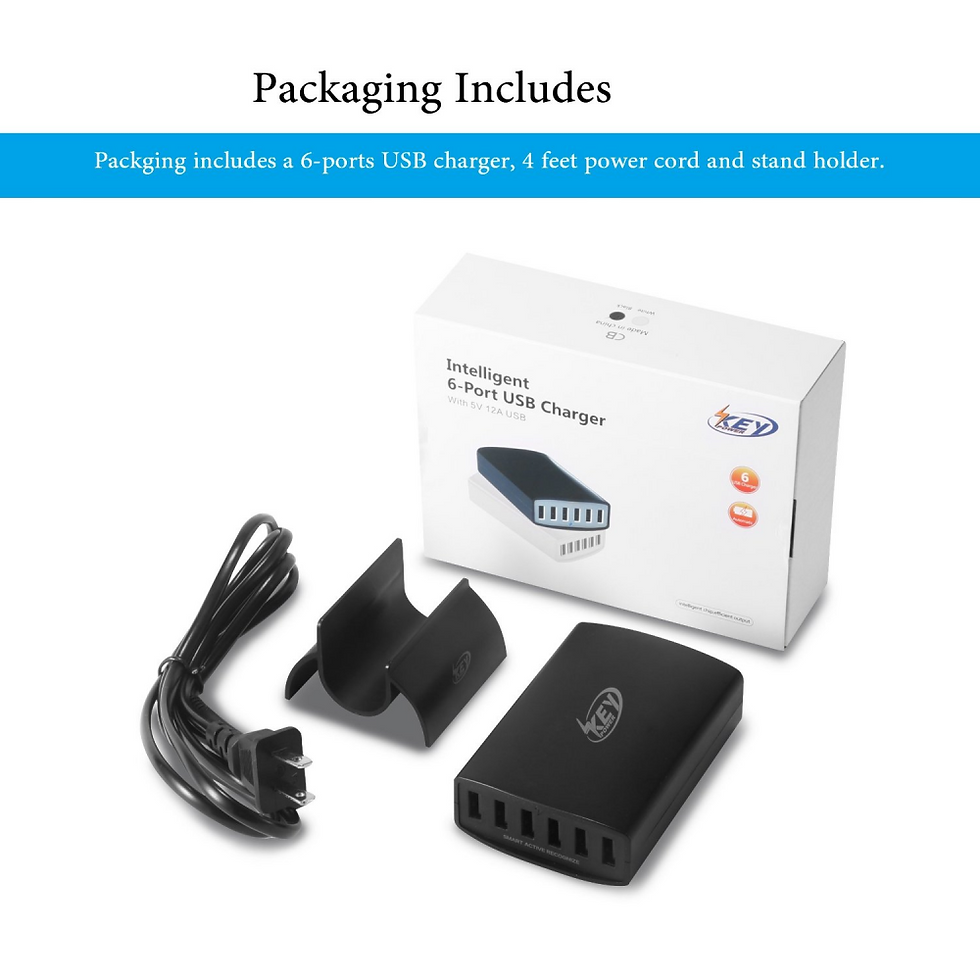 Thumbnail: Key Power 60 Watt 12A 6-Port USB Charger Charging Station