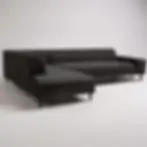 Charcoal grey modern L-sectional sofa, chaise on left. Tapered dark wood legs