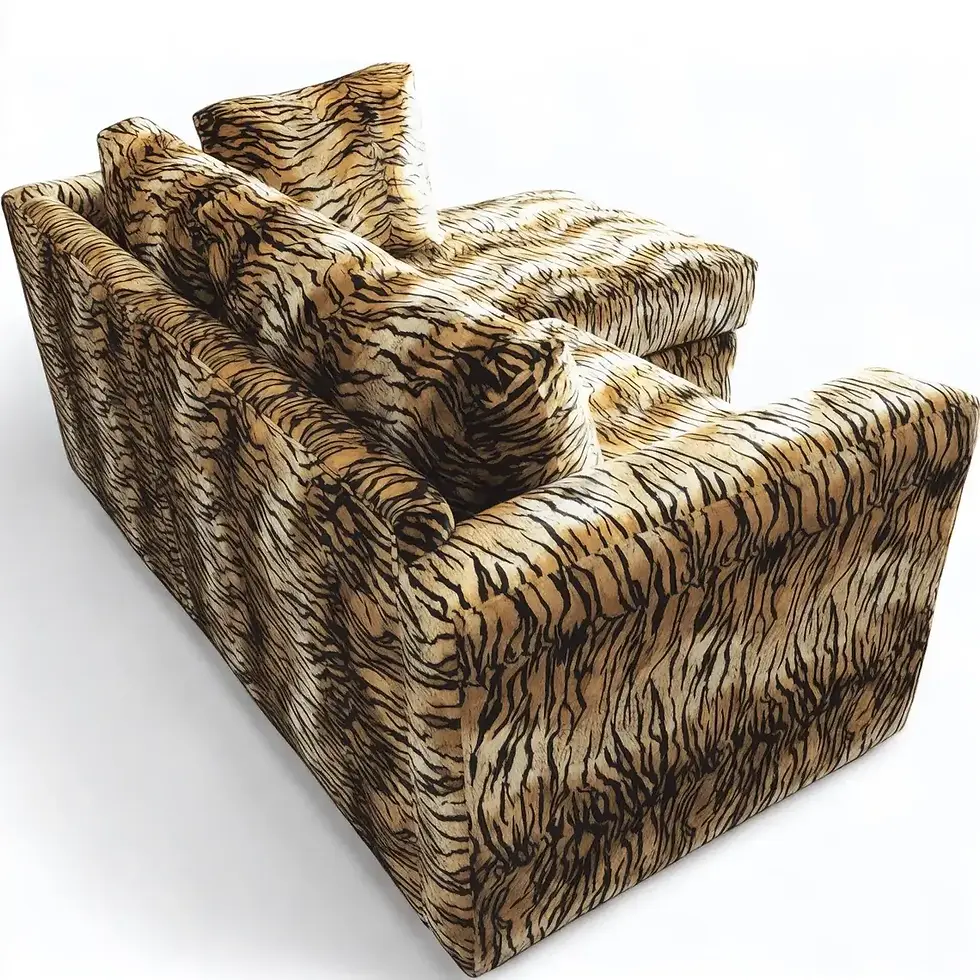 Thumbnail: Tiger print small space sectional, angled view, highlighting texture and bold pattern.