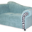 Thumbnail: A modern loveseat in light blue velvet with zebra accent