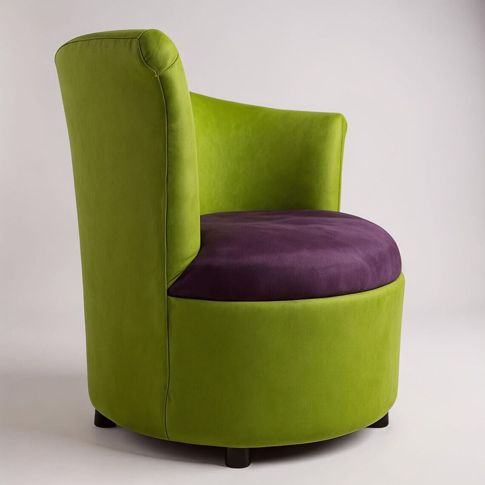 Angled view of a Mirage Chair in a vibrant lime green, showcasing its tall, curved back and slim tapered legs.