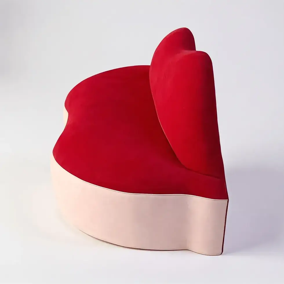Mae West Lips Sofa, red lips with pink base, side view