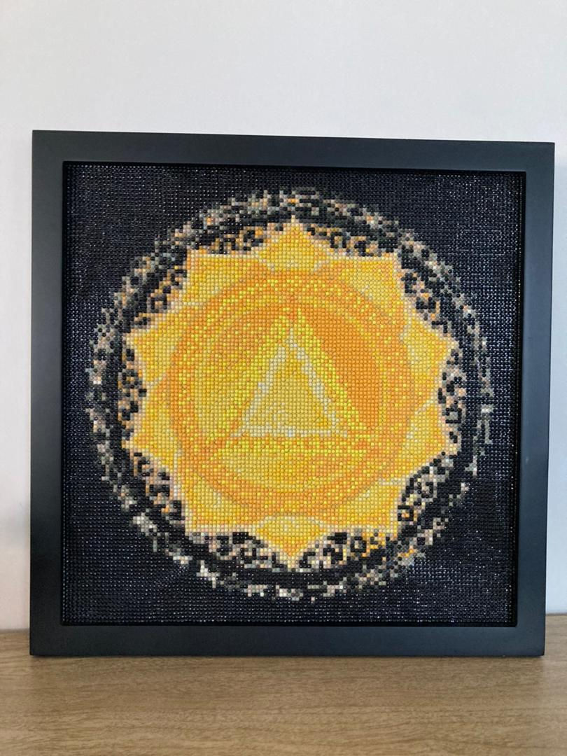 [鑽石畫] 黑底金黄方塊脈輪 36x36cm (包送貨)