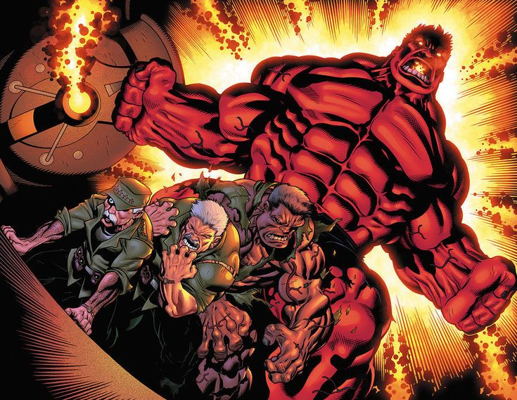 An image of Red Hulk transforming