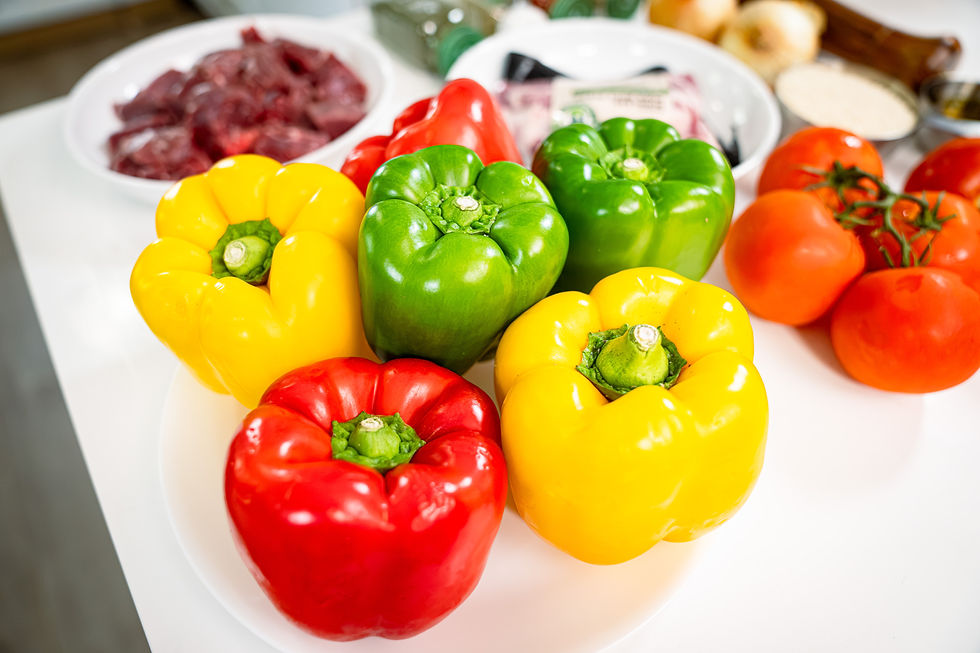 Stuffed peppers Ingredients - colorful large bell peppers