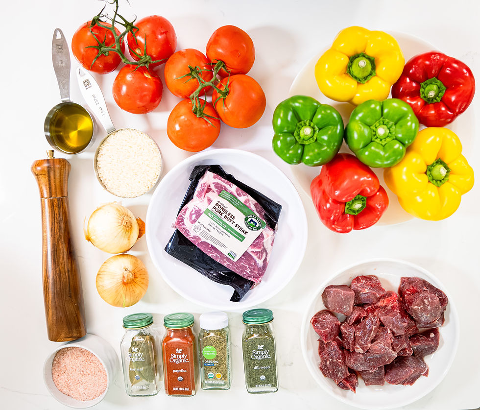 Ingredients for making Stuffed Peppers with Beef and Rice