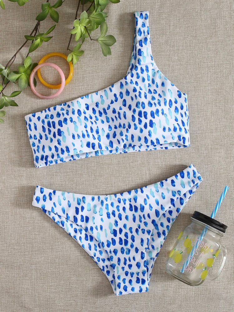 One Shoulder Aqua bikini
