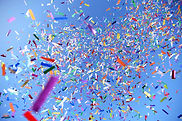 Colorful confetti in sky