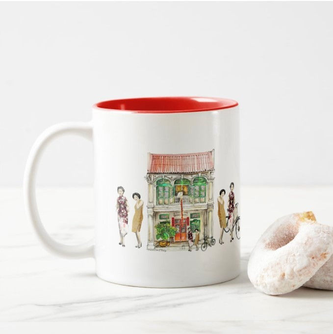 Thumbnail: Two-toned Porcelain Mugs- white handle (A Blast from the Past)