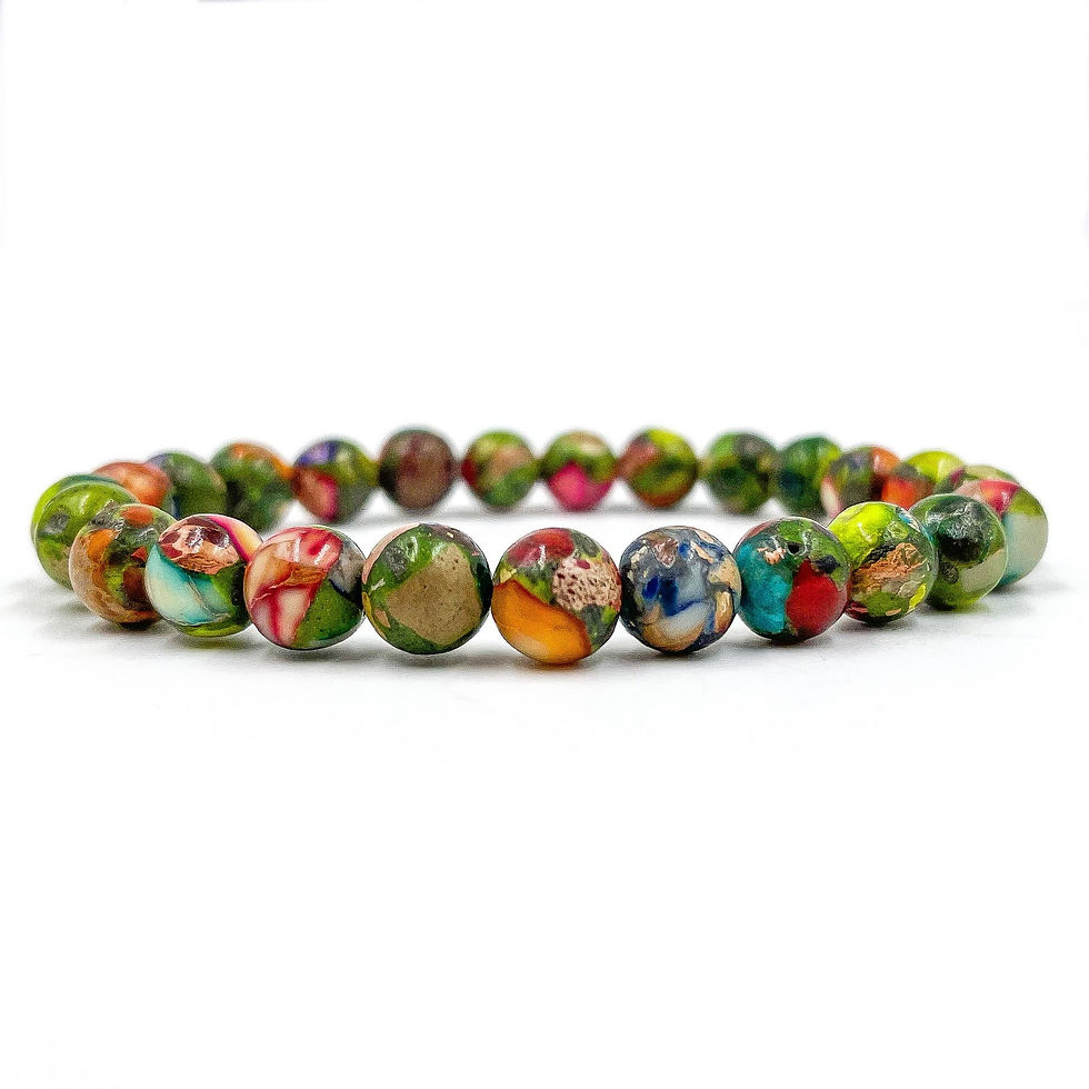 Thumbnail: Rainbow Imperial Jasper Gemstone Beaded Bracelet