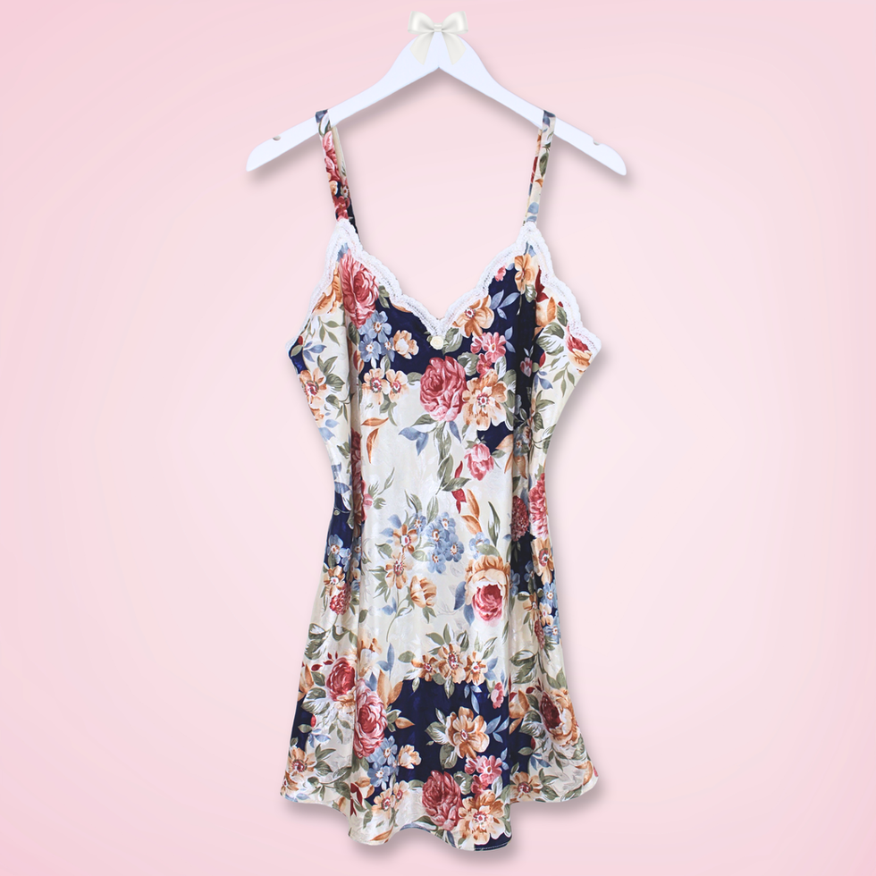 Vintage L.A. Intimates floral slip in navy, pink, ivory and multicolor floral print