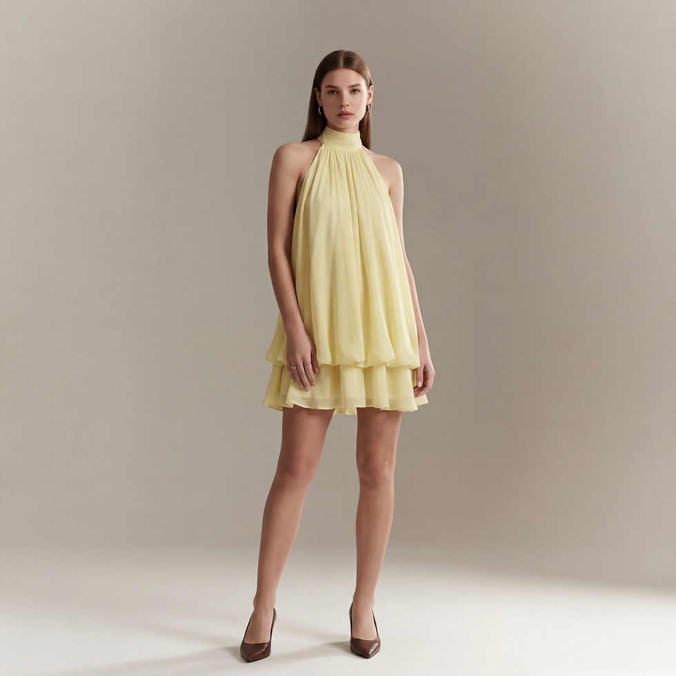 Miniatura: Abito Corto Halter con Balze