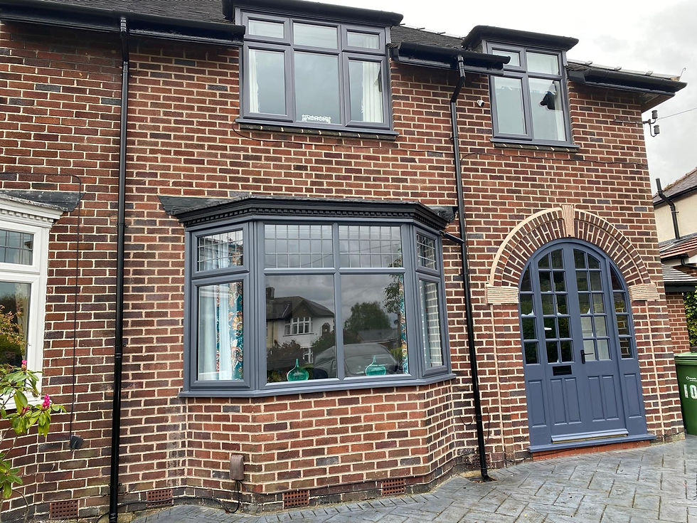 grey house before