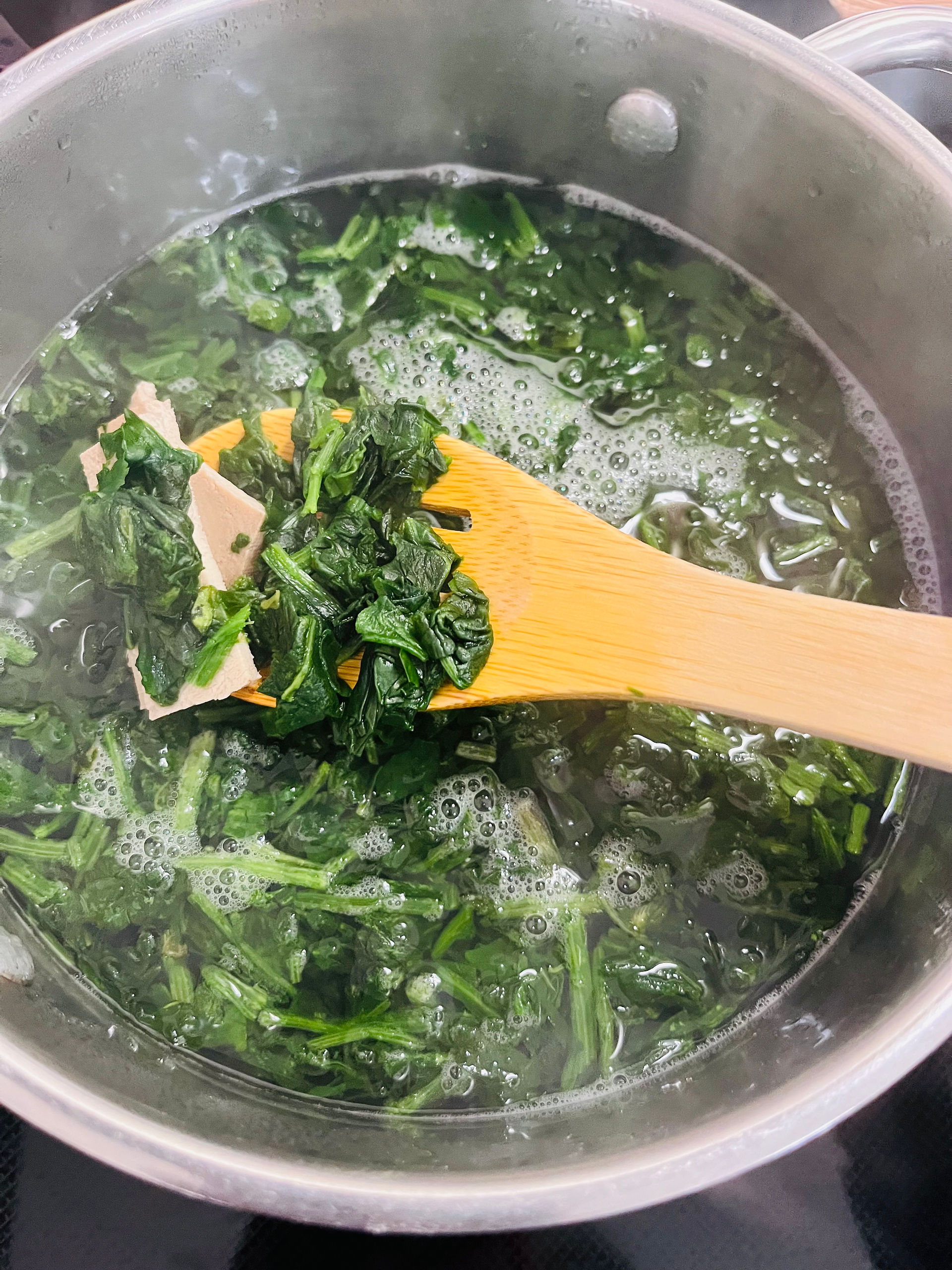 cooking the spinach