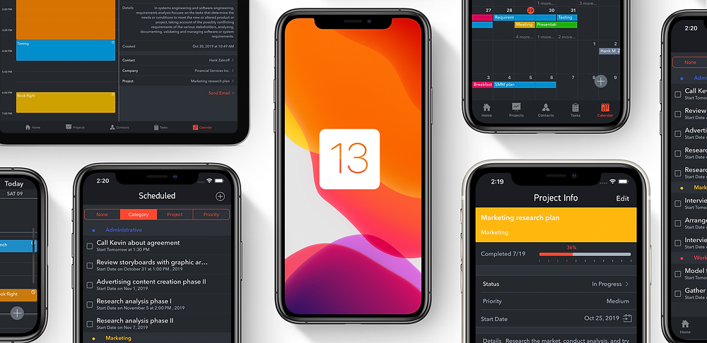 Task Office 5.4 includes stability and design improvements to support iOS 13. Supports both system Dark and Light Modes on iOS devices. When your Appearance is set to Dark in Settings, an app interface will automatically switch to Dark Mode