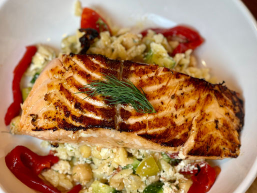 Greek Salmon with Lemon Orzo Pasta