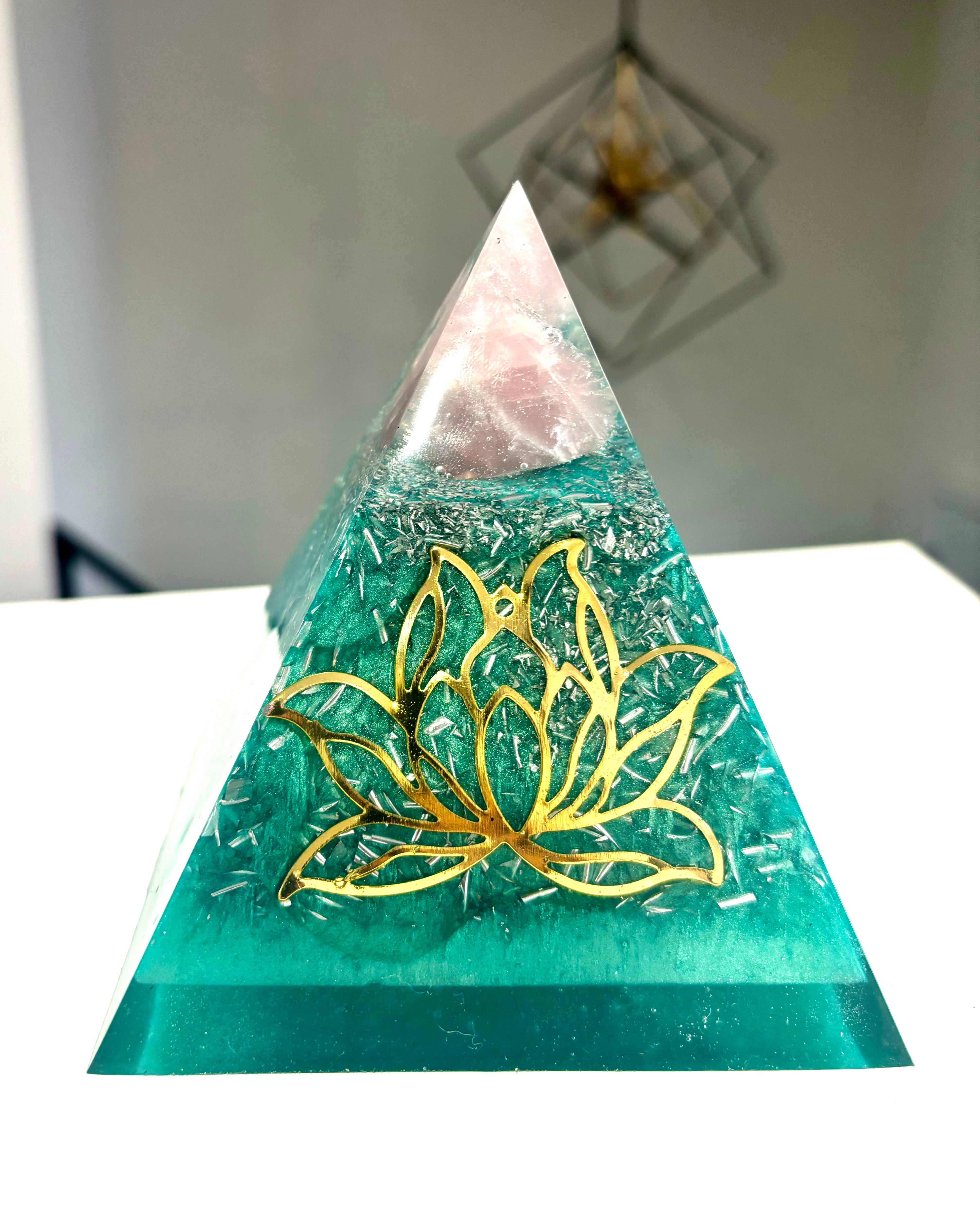 Golden Lotus Orgonite Pyramid