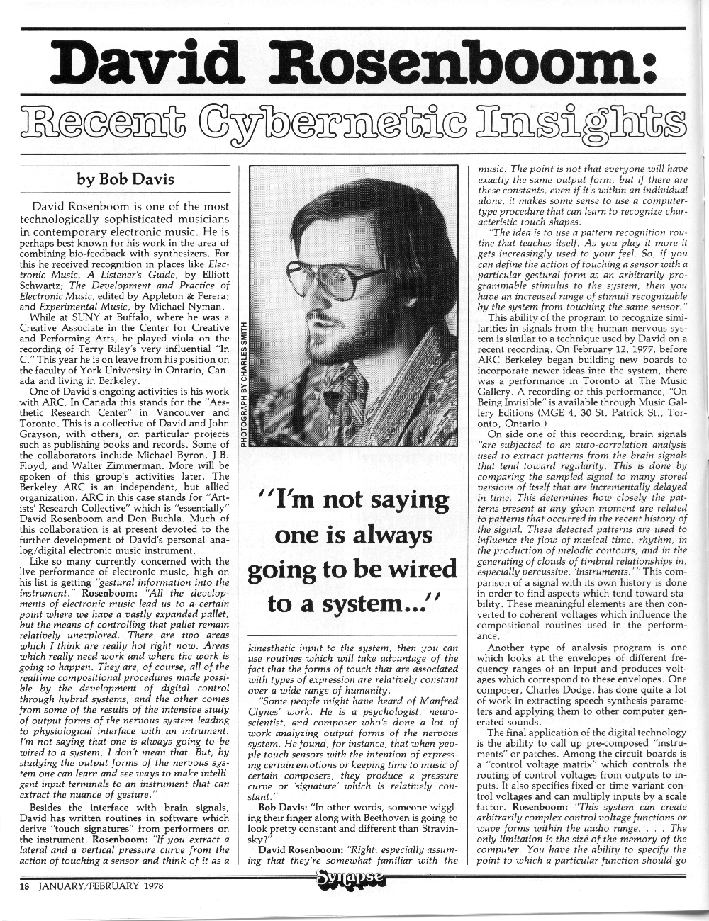 Synapse interview with David Rosenboom