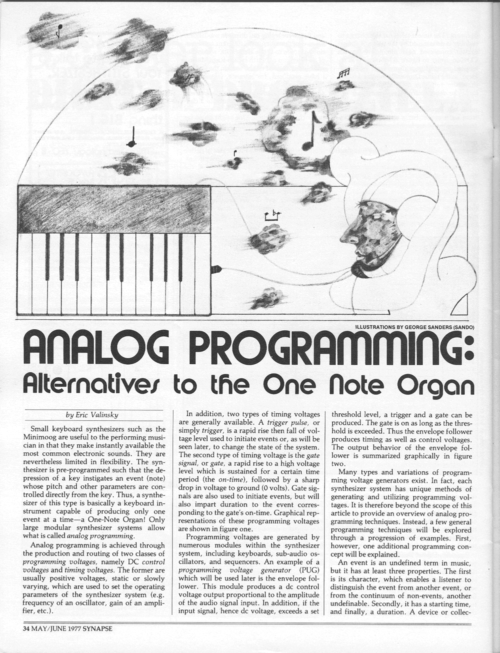 Analog Programming: Alternatives to the One Note Organ article in Synapse Magazine.