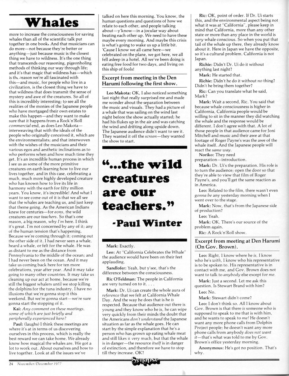 Paul Winter on Whales.