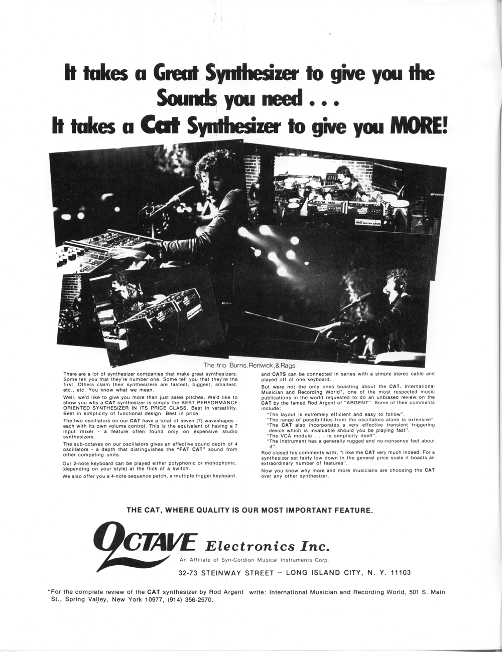Octave Electronics Cat Synthesizer ad.