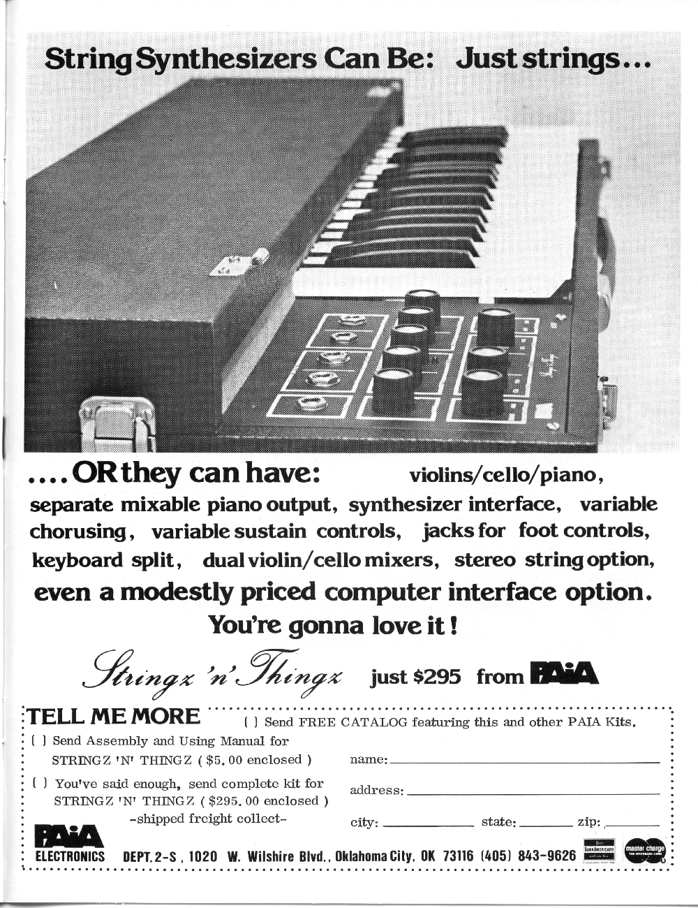 PAIA advertisement for Strings & Things in Synapse Magazine