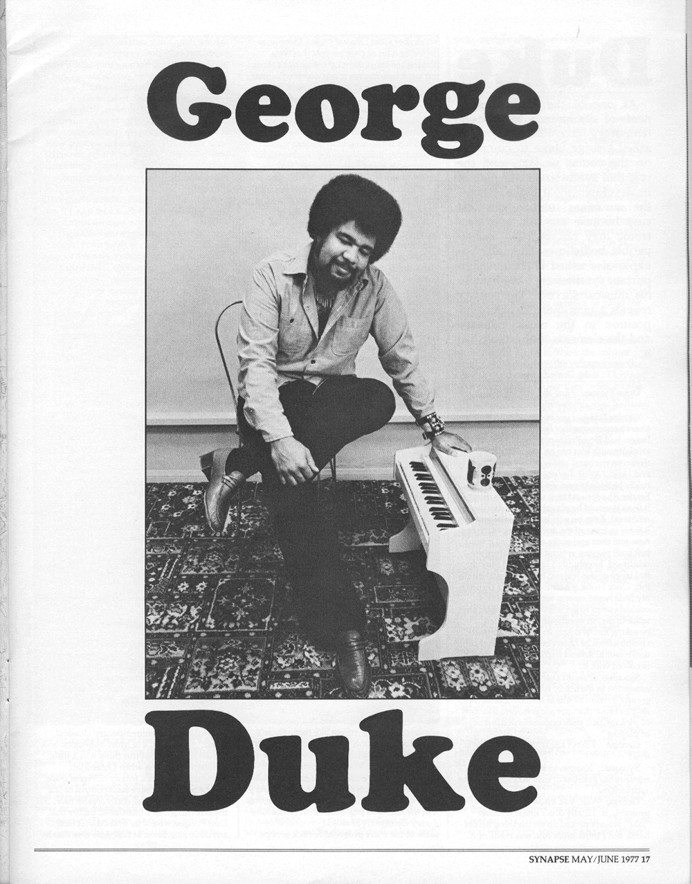 Interview with George Duke. Piano, synthesizer, jazz, Zappa.