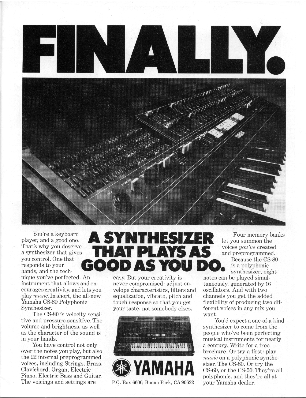 Yamaha CS-80 advertisement in Synapse: Internatioal Electronic Music