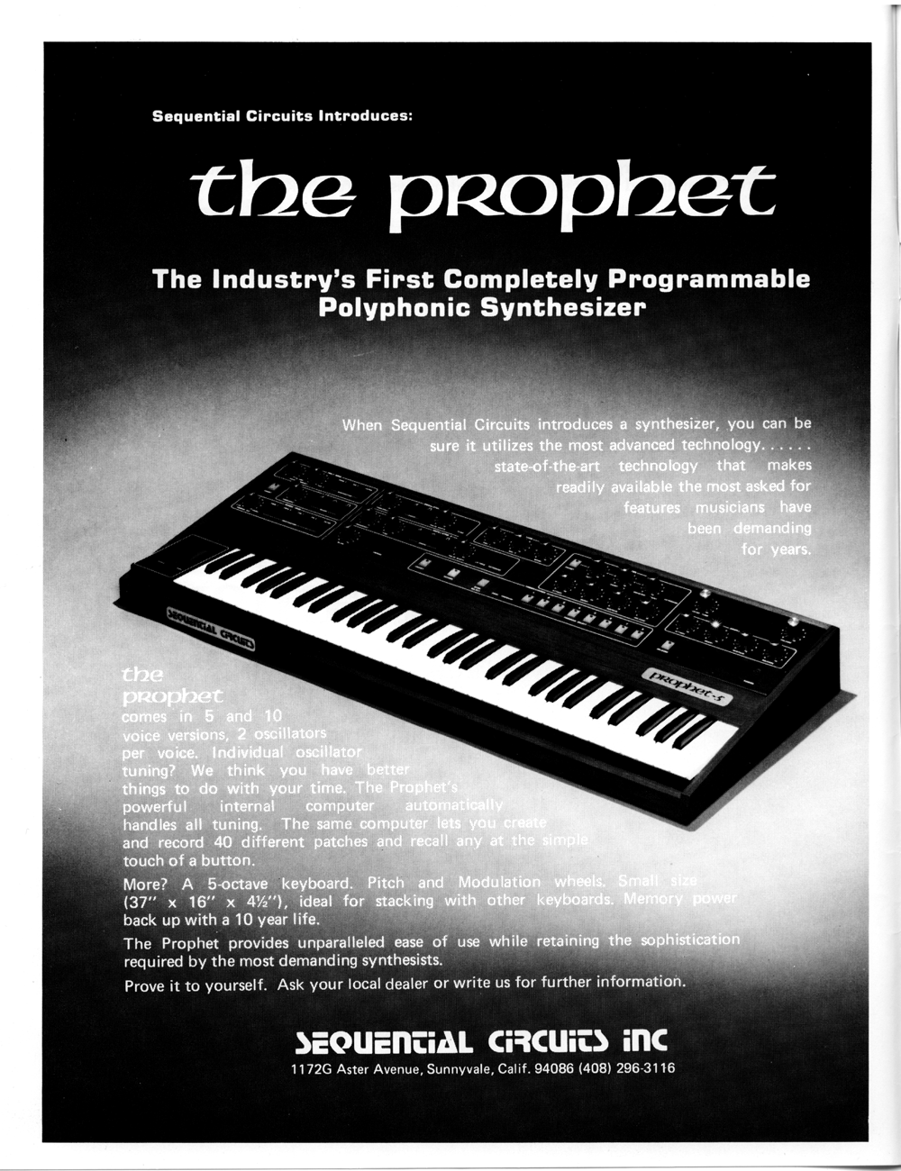 Vintage Advertisement - Sequential Circuits Prophet in Synapse Magazine - International Electronic Music.