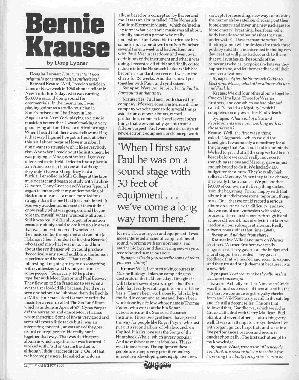 Doug Lynner talks with Bernie Krause.