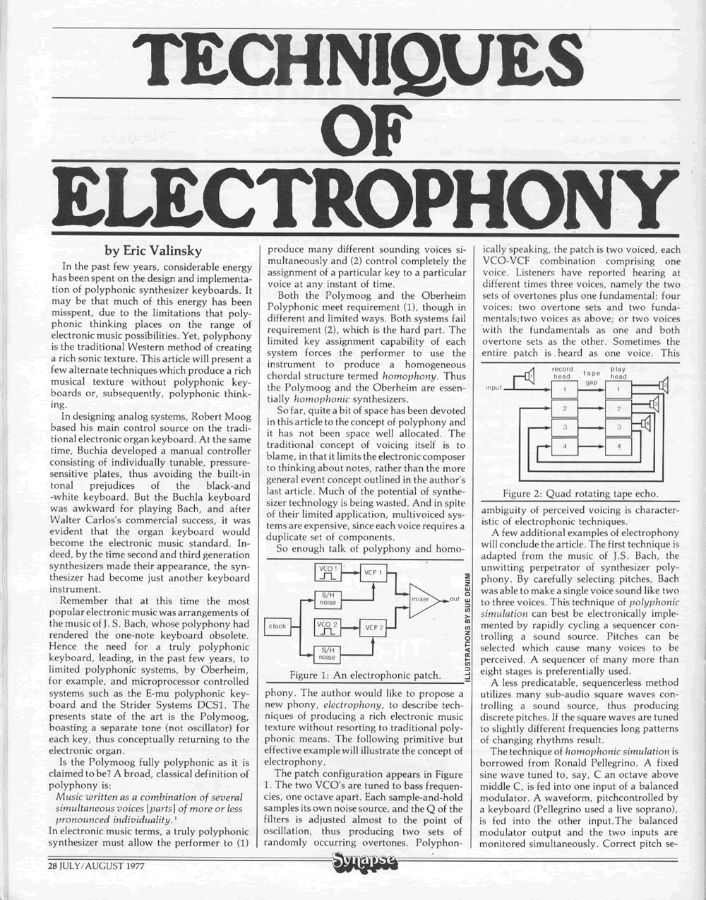 Article: Techniques of Electrophony by Eric Valinsky for Synapse: The Electronic Music Magazine.