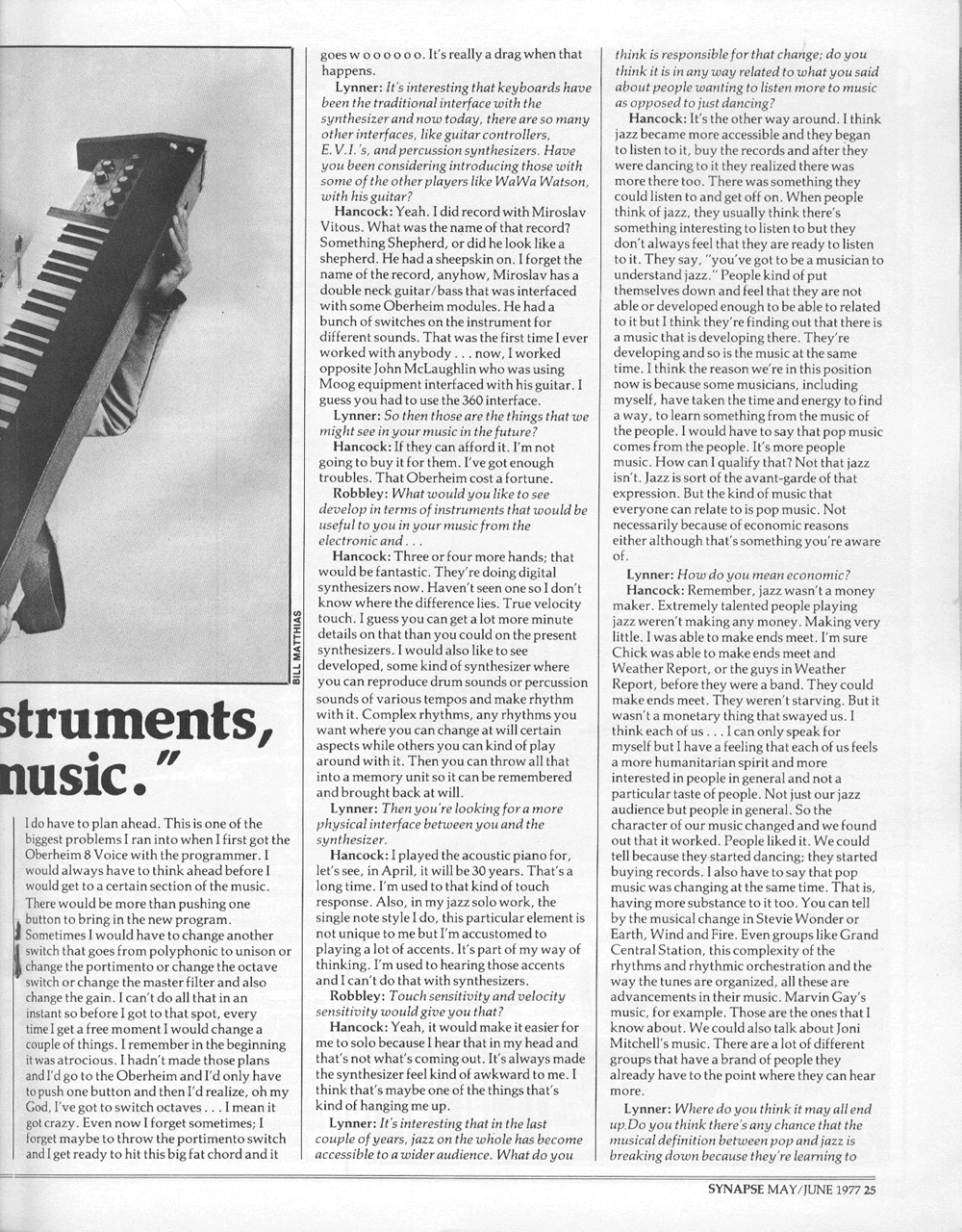 Herbie Hancock interview in Synapse Magazine.