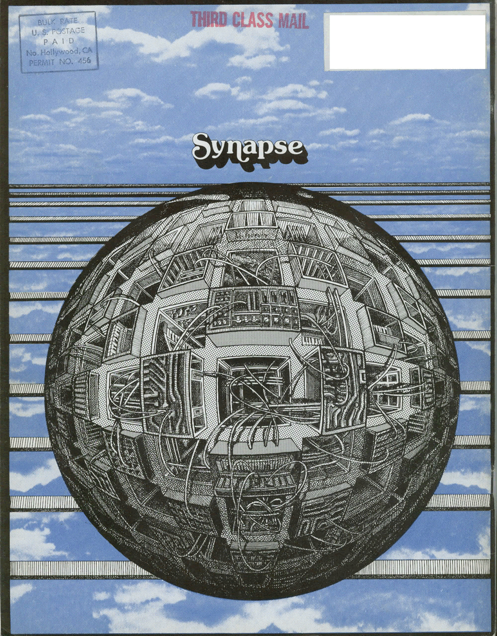 Synthesizer art on the back cover of Synapse Magazine. Illustration by Jean-Francois Podevin.