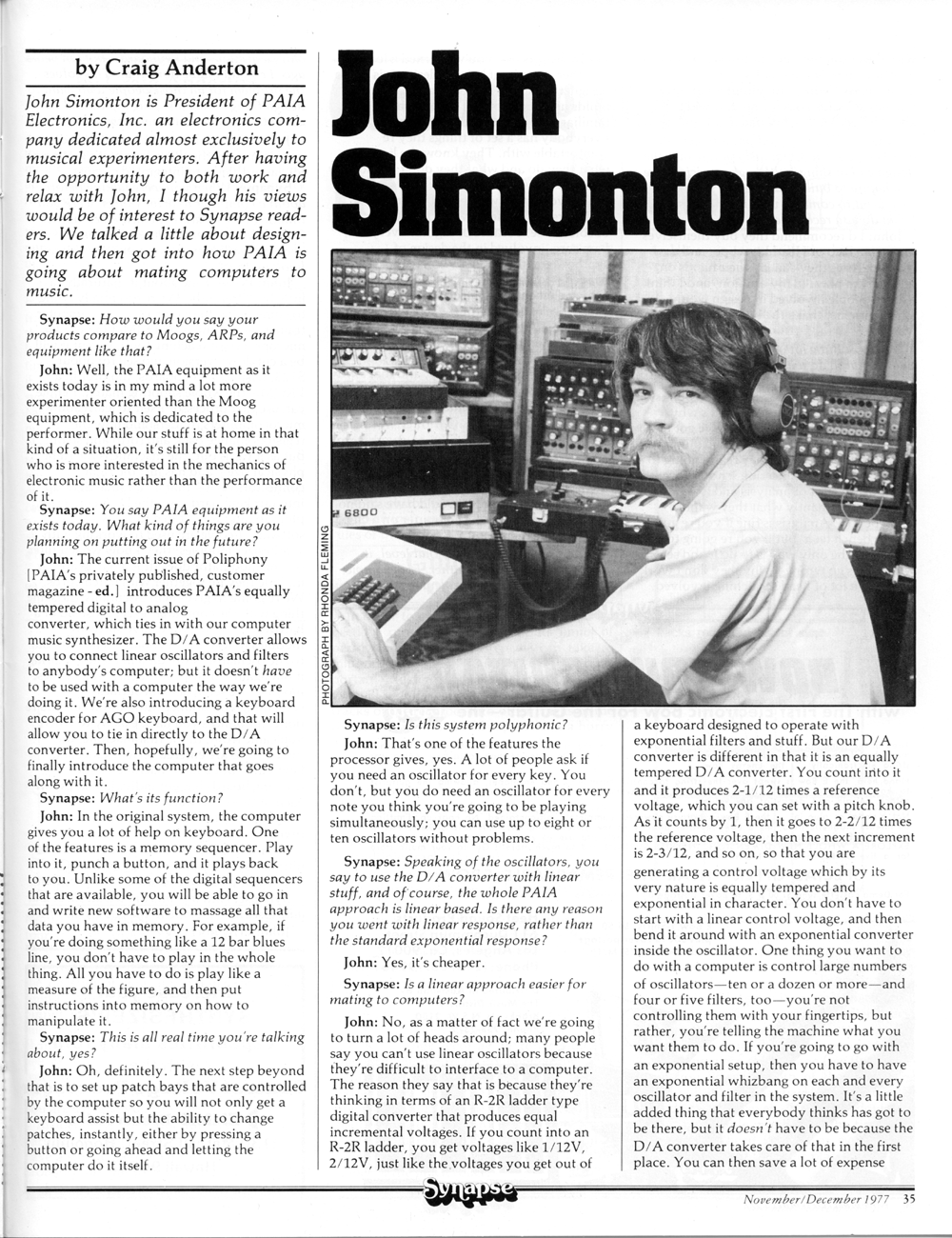 Synapse Interview with John Simonton of PAIA.