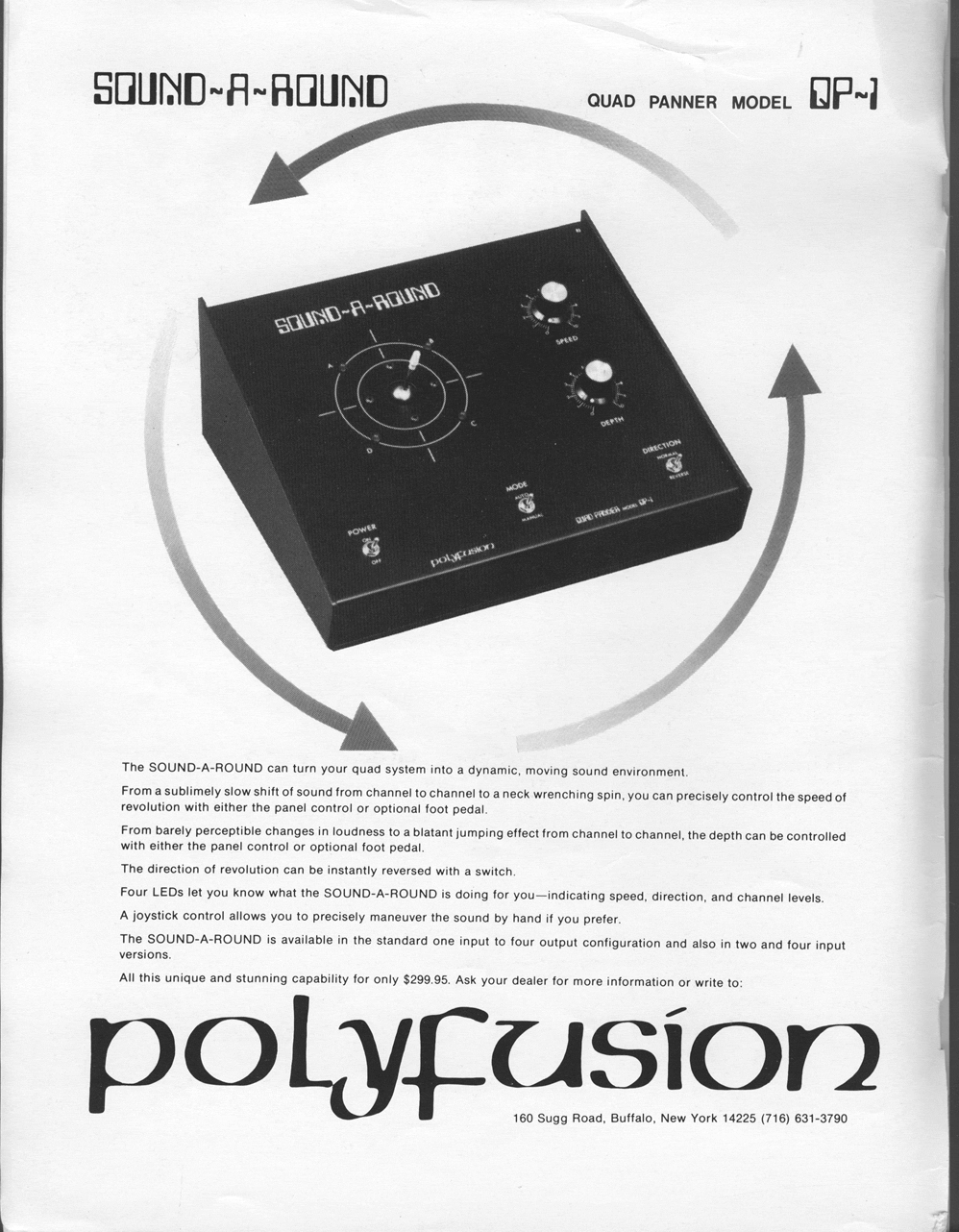 A vintage ad from the pages of Synapse Magazine. A Polyfusion Sound-A-Round.