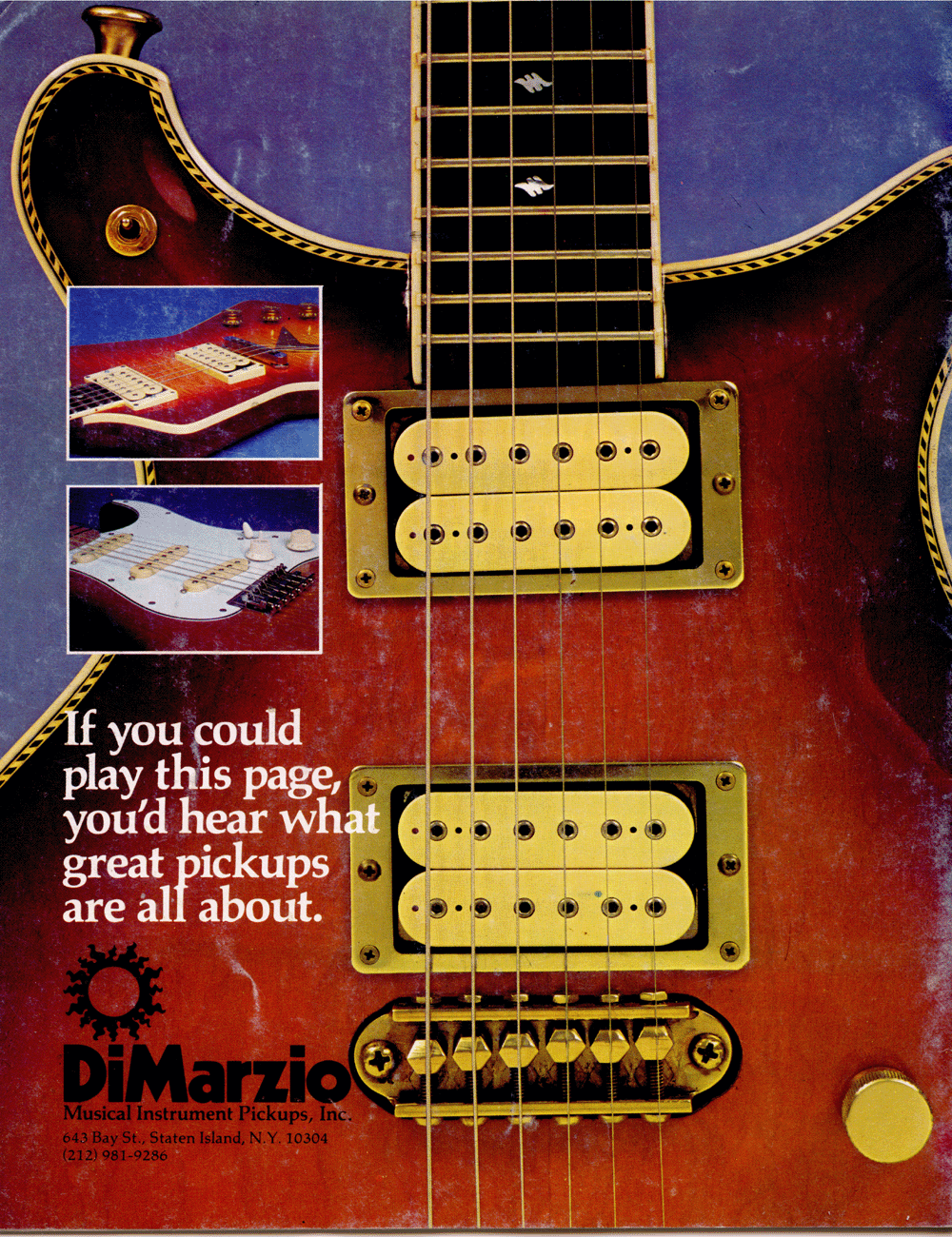 Vintage music advertisement - Dimarzio Pickups in Synapse Magazine - International Electronic Music.