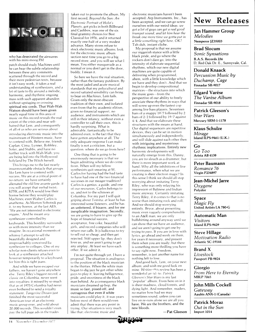 New releases. Synapse Magzine.