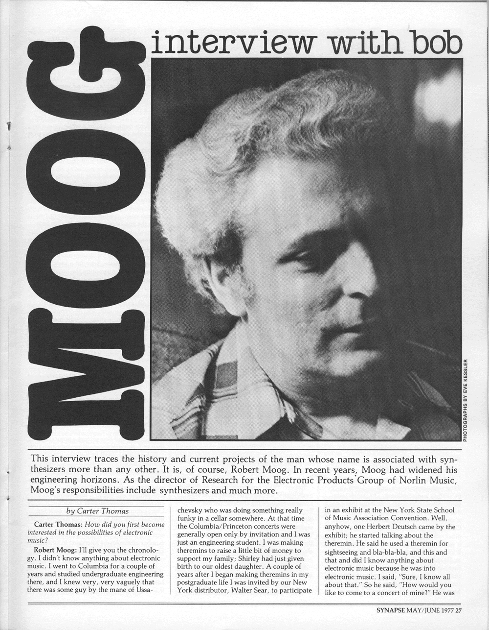 Synapse Magazine's interview with Robert Moog.