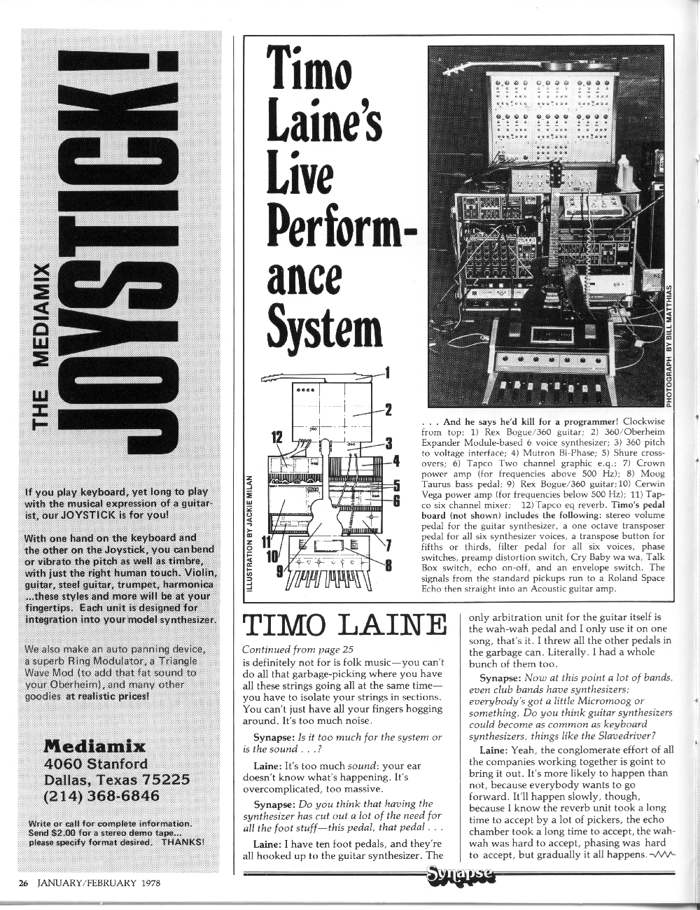Timo Laine's guitar synthesis live performance system.