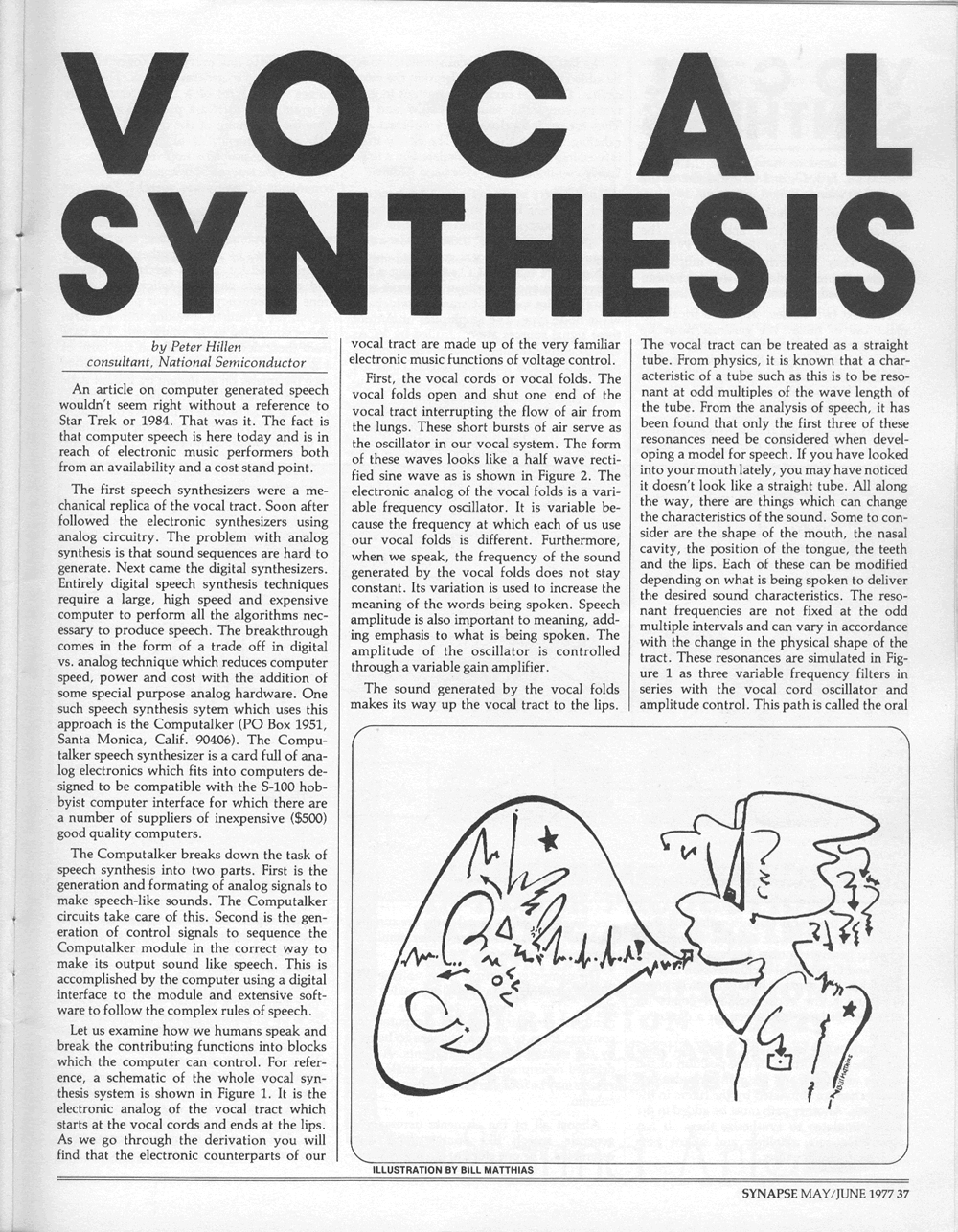 Vocal Synthesis. Computer generated speech.