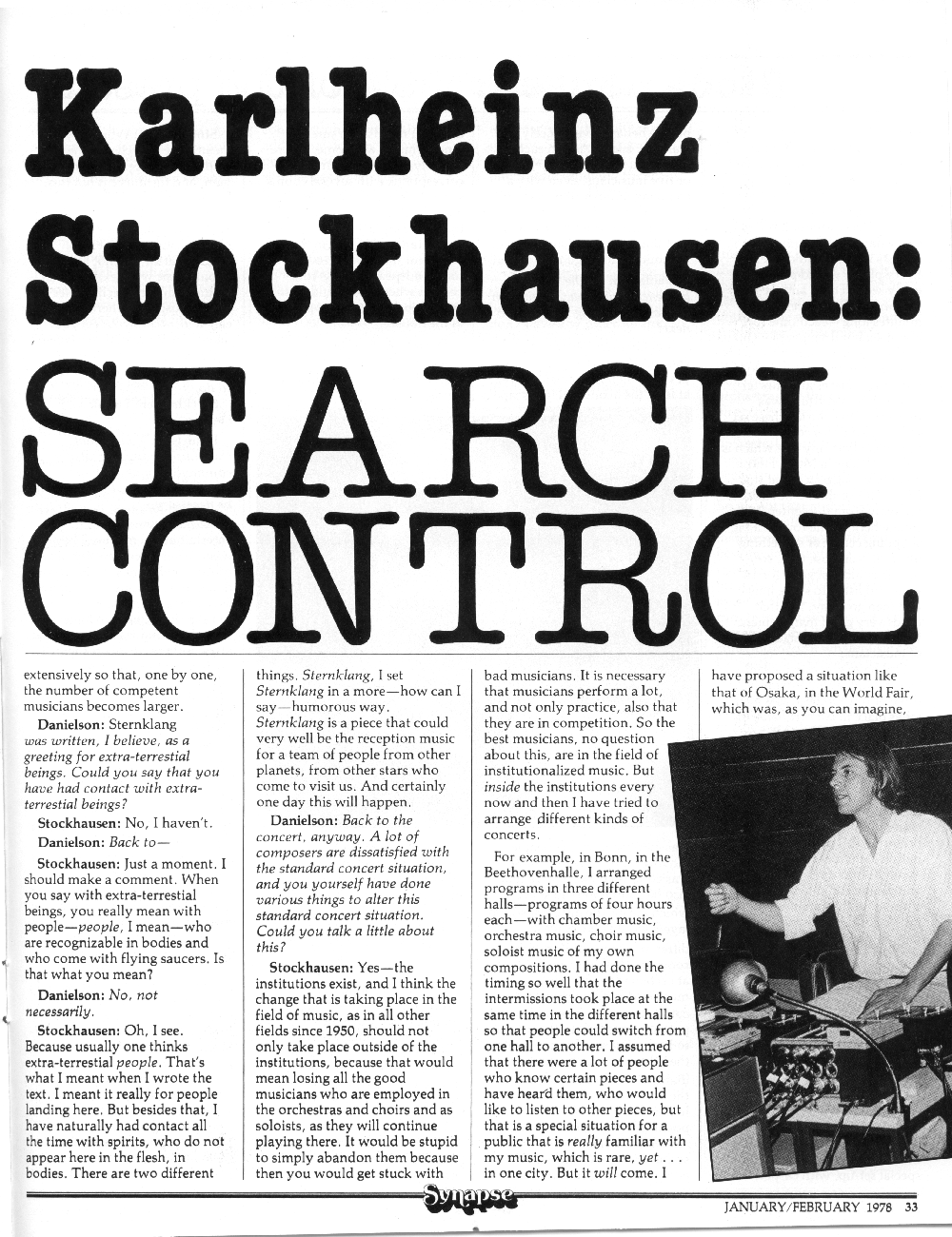 Stockhausen interview in Synapse Magazine.
