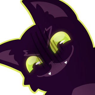 An emote of Meekapi's cat Gerald looking evilly downwards mimicking the evil Patrick gif.