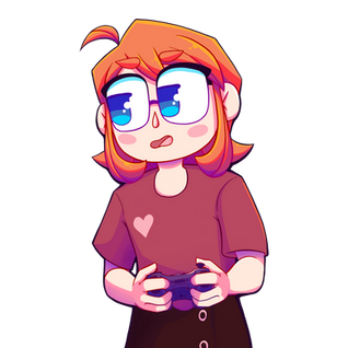 A PNG of Mal holding a controller, making an expression filled with annoyance, side-eyeing the person they might be talking to.
