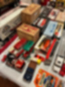 Nostalgic collection of vintage toys and vinyl record albums.