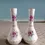 Thumbnail: Front view of the Pair of Small Bud Vases St George in Pink and Purple Flower Design