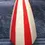 Thumbnail: Angled front and top view of the Red and White Ceramic Cone Possibly For Piping Bag Holder