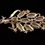 Thumbnail: Rear view of the White Metal Leaf Shaped Brooch with Pale Blue Stones and Bar Fastener